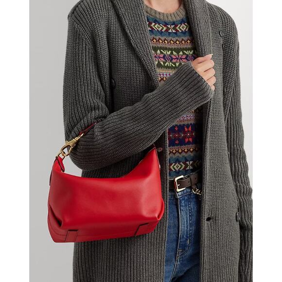 Lauren Ralph Lauren KASSIE Small Leather Shoulder Crossbody Bag in Red NWT $295 - Picture 2 of 15